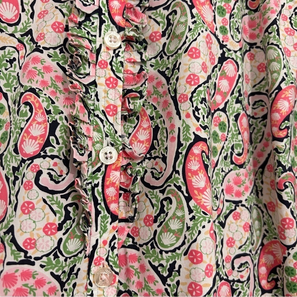 Vineyard Vines Paisley Button-Up Top Size 12 - Picture 8 of 8